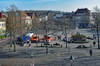 Blick aus dem ehemaligen Amtsgericht Bad Schwartau in Richtung Markt am 25.03.2022