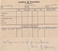 Impfzeugnis für den 1946 in französischer Kriegsgefangenschaft befindlichen Friedrich Krellenberg aus Bad Schwartau