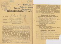 Reichskleiderkarte für Fritz Duve