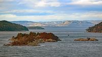 Am Oslofjord am 09.02.2023 - hier, bei Askeholmen bzw. Askholmene, liegt das Wrack des im Jahr 1940 gesunkenen Schweren Kreuzers BLÜCHER (deutsche Kriegsmarine) in rund 90 Metern Tiefe
