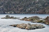 Am Oslofjord am 09.02.2023 - hier, bei Askeholmen, liegt das Wrack des im Jahr 1940 gesunkenen Schweren Kreuzers BLÜCHER (deutsche Kriegsmarine) in rund 90 Metern Tiefe