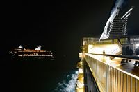 Fotoarbeit Begung der beiden Color Line Schiffe gegen Mitternacht