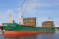 FINNLAND General Cargo Ship, IMO 9301598, am 14.09.2023 beim Nordlandkai in Lübeck