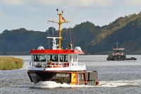 Schifffahrtspolizei-Boot SEEADLER am 14.09.2023 auf der Trave unweit Dummersdorfer Ufer Lübeck