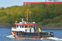 Schifffahrtspolizei-Boot SEEADLER am 14.09.2023 auf der Trave unweit Dummersdorfer Ufer Lübeck