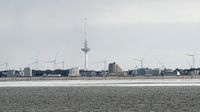 Cuxhaven Funkturm am Abend des 16.10.2023
