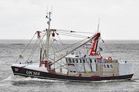 UK166 LIMANDA Fishing Vessel, IMO 8431619, am 16.10.2023 in der Nordseeaven