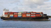 BALTIC TERN Container Ship, IMO 9313199, am 16.10.2023 auf der Elbe