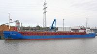 CALAMAR General Cargo Ship, IMO 9528512, am 23.12.2023 beim Lehmannkai 1 in Lübeck