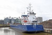 RUYTER General Cargo Ship, IMO 9374674, am 23.12.2023 beim Lagerhaus in Lübeck