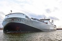 FINNECO III, Ro-Ro Cargo Ship, IMO 9856854, am 03.02.2024 auslaufend Lübeck-Travemünde