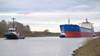 HONG DAI, Bulk Carrier, IMO 9563603, am 24.02.2024 auf der Trave unweit Nordlandkai Lübeck Vorwerker Hafen