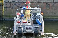 Feuerwehrboot Florian Lübeck 10-78-09 am 09.03.2024 unweit der Sinkstelle von der Galeasse FRIDTHJOF