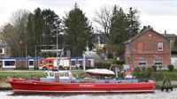 Feuerlöschboot SENATOR EMIL PETERS am 16.03.2024 bei der Feuerwache 4 in Lübeck-Schlutup
