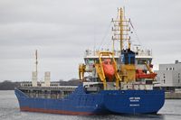 JSP MOEN, General Cargo Ship, IMO 9968176, am 16.03.2024 in Lübeck-Travemünde