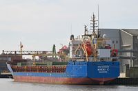 KIKKI C, General Cargo Ship, IMO 9558036, am 06.04.2024 beim Lagerhaus Lübeck