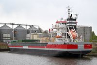 NIJLBORG, General Cargo Ship, IMO 9313802, am 15.04.2024 beim Lagerhaus Lübeck