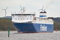 FINNPULP (IMO 9212644, Finnlines) am 27.04.2024 unweit Stülper Huk Alt-Travemünde