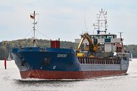 SONORO, General Cargo Ship, IMO 9199397, am 27.04.2024 auf der Trave unweit Dummersdorfer Ufer Lübeck