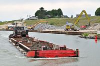 Nordostsee-Kanal. Ausbau der Oststrecke 06.06.2024. Schubboot ORCA mit Schuten