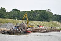 Nordostsee-Kanal. Ausbau der Oststrecke 06.06.2024. Schubboot ORCA mit Schuten