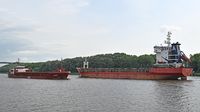 EKNOE, General Cargo Ship, IMO 9353395, und CELINA am 06.06.2024 im Nordostsee-Kanal