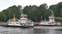 STECKNITZ und MEMEL, Kanalfähren, am 06.06.2024 im Nordostsee-Kanal bei Nobiskrug