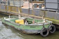 JOHANN, Arbeitsboot, am 19.09.2024 in der Speicherstadt Hamburg