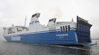 FINNSWAN ex NORDLINK (Finnlines, IMO 9336256) am 23.10.2024 auslaufend Lübeck-Travemünde