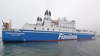 FINNTRADER (Finnlines, IMO 9017769) am 25.08.2022 in Lübeck-Travemünde einlaufend