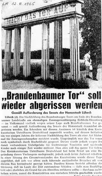 Bericht LÜBECKER MORGEN vom 12.08.1965