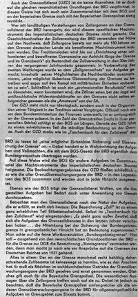 Aus einer Publikation für Angehörige der DDR-Grenztruppen: wie der bundesdeutsche Grenzzolldienst zu betrachten ist