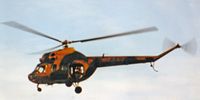 Hubschrauber 557 Typ Mi 2 der DDR-Grenztruppen im Luftraum bei Herrnburg