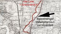 alte Karte mit eingezeichneter Lage der Minenfelder