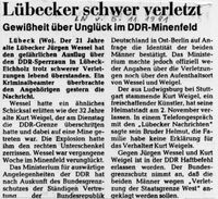 1981 - Minenunglück an der Grenze be Lübeck-Eichholz / Herrnburg