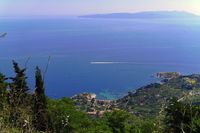 Blick von der Insel Giglio in Richtung Monte Argentario im Juni 2010