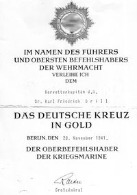 Deutsches Kreuz in Gold für Brill