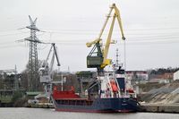 KAILI, General Cargo Ship, IMO 9114737, am 17.02.2024 beim Lehmannkai 3 in Lübeck