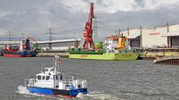 Polizeiboot HABICHT am 09.04.2022 unweit Lehmannkai 2 Lübeck