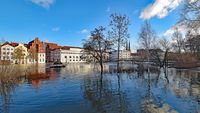 Hansestadt Lübeck - Hochwasser führende Trave am 02.01.2019