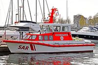 SAR-Boot HENRICH WUPPESAHL am 28.4.2021 im Hafen von Neustadt/Holstein