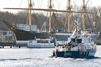 Bundespolizei-Boot BP 65 RHÖN 2 am 15.01.2022 in Lübeck-Travemünde