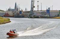 Polizeiboot im Einsatz. Lübeck 04.06.2023