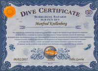 Tauch-Zertifikat (Fahrt mit dem U-Boot vor Lanzarote am 09.02.2017)