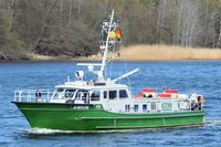Zollboot AMRUM am 22.04.2022 auf der Trave bei Lübeck Höhe Dummersdorfer Ufer